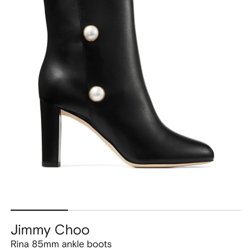 Jimmy Choo Black Ankle Boots with Pearl Detail